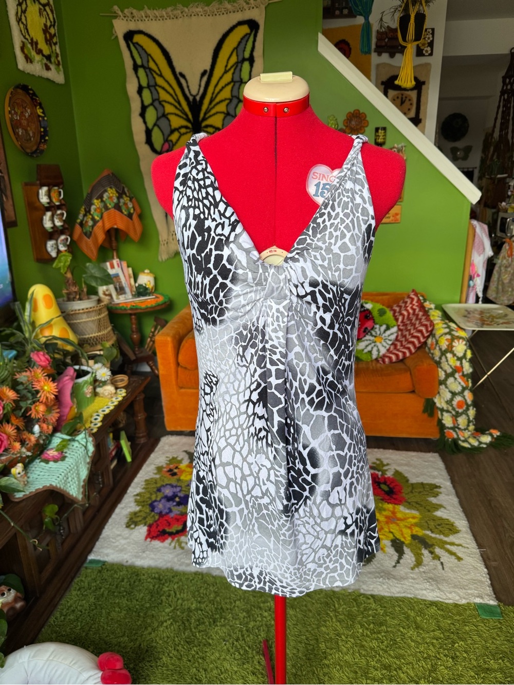 Black & White Animal Print Mini Dress